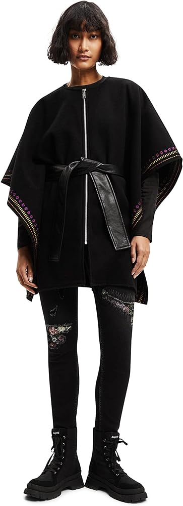 Desigual Women's Poncho Coat, Black, U