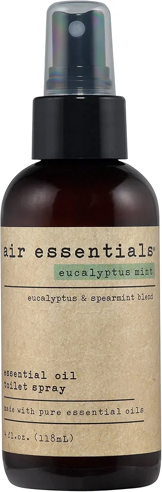 Air Essentials Essential Oil Toilet Spray - Odor Eliminator & Air Freshener - Made with Pure Essential Oils - Eucalyptus Mint - 4 Ounce