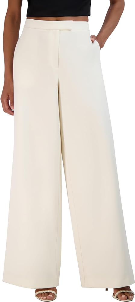 BCBGMAXAZRIA Women's Bi-Stretch Crepe Wide Leg Pants