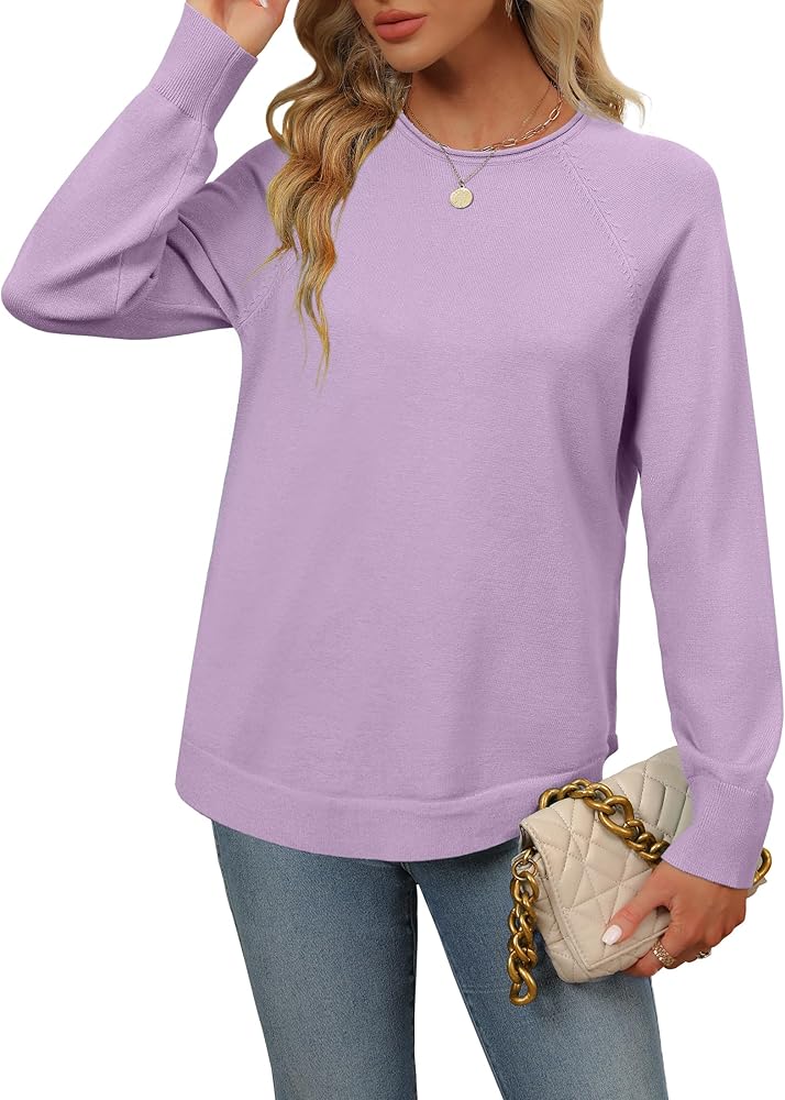 ZESICA Women's 2024 Casual Long Sleeve Crew Neck Solid Color Loose Knitted Pullover Sweater Tunic Tops