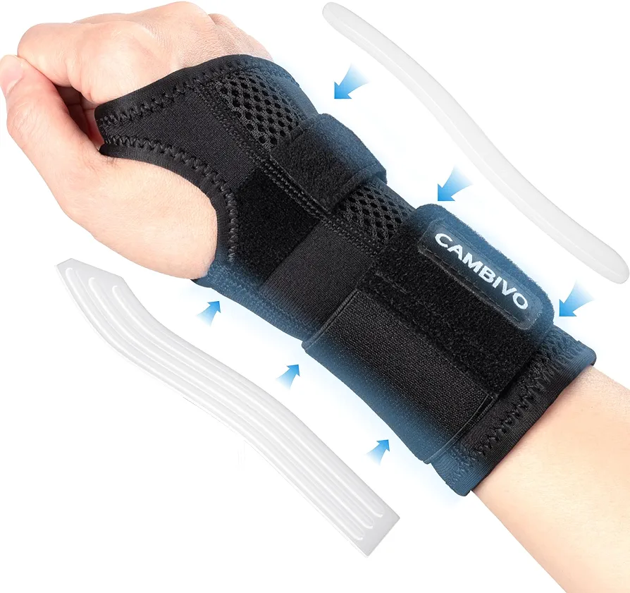 CAMBIVO Wrist Brace for Carpal Tunnel Night Support, Adjustable Wrist Splint for Pain Relief, Sprained Wrist, Arthritis, Tendonitis, RSI, Wrist Support Hand Brace for Men and Women