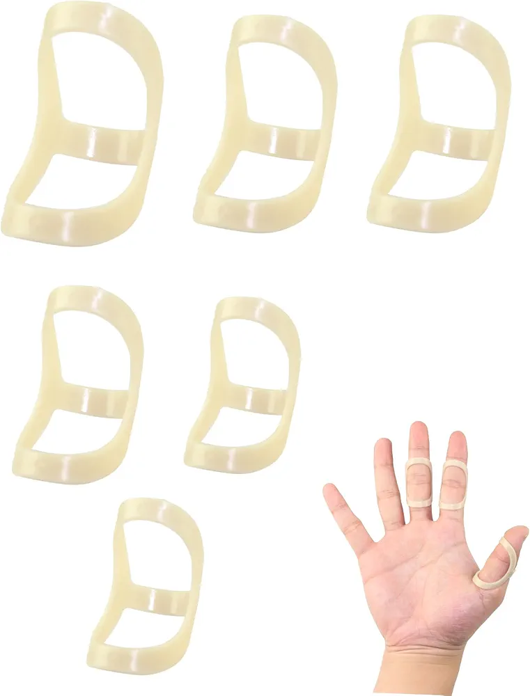 6pcs Oval Finger Splint,Trigger Finger Splint Finger Support Finger Straightener Brace Finger Joint Protector for Thumb Middle Pinky or Ring Finger (7,8,9,10,11,12 Sizes)