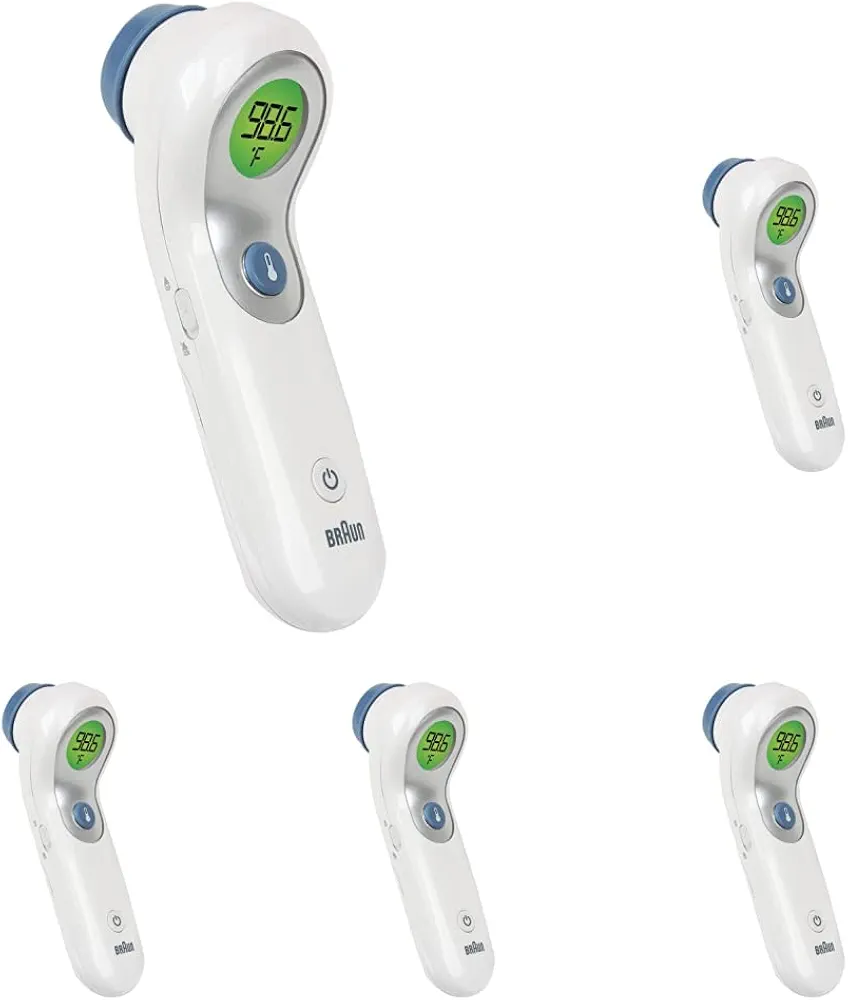 Braun No Touch and Forehead Thermometer - Touchless Thermometer for Adults, Babies, Toddlers and Kids – Fast, Reliable, and Accurate Results (Pack of 5)