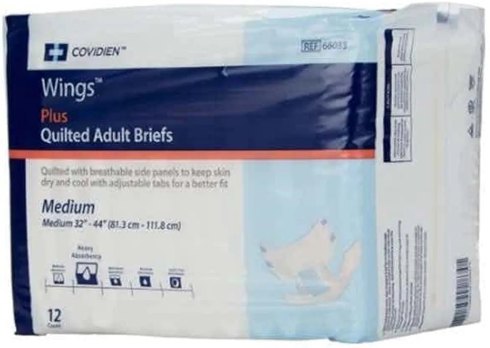 Cardinal 66333101 Wings Adult Heavy-Absorbent Incontinence Brief, Blue - Medium - Pack of 12