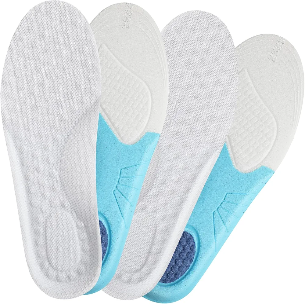 2 Pairs Cut to Fit Shoe Insoles for Kids Soft Breathable Memory Sponge Shoe Inserts Shock Absorption Cushioning Shoe Sole Prevent Blisters Feet Relief (8.74-9.33in)