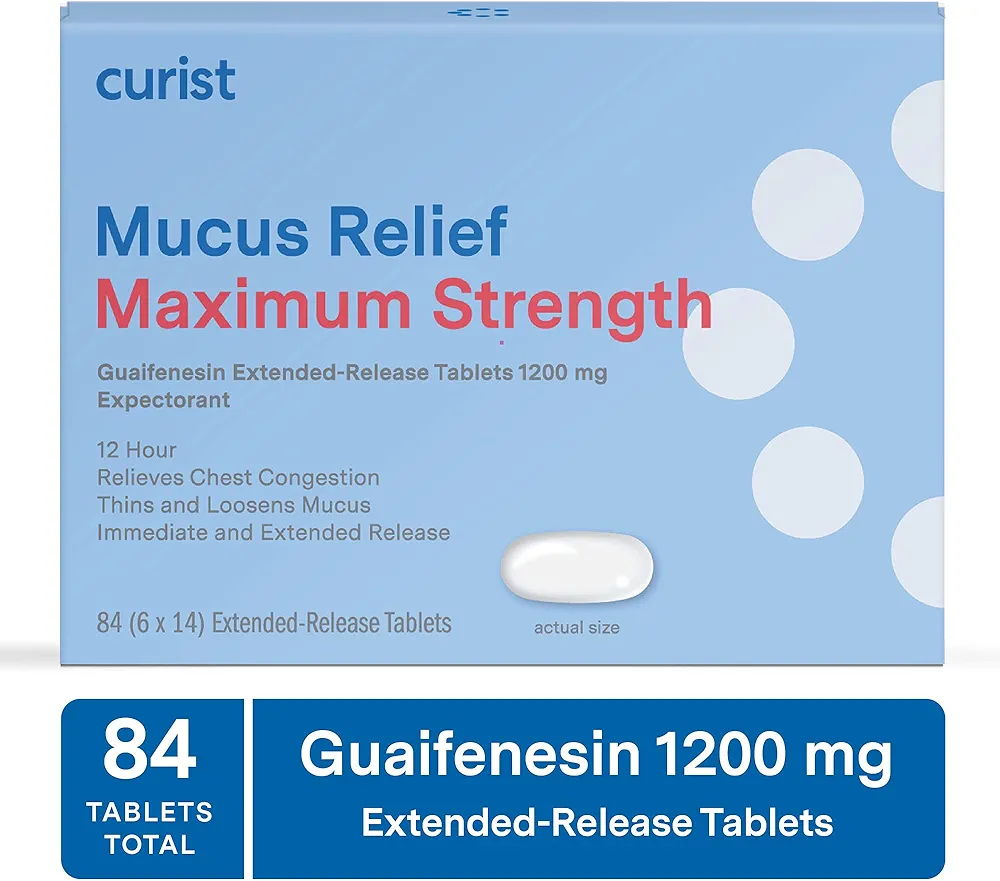 Curist Guaifenesin Mucus Relief 1200 mg Maximum Strength OTC - 84 Count Extended Release Tablets - Reduce Mucus Clear Congestion (84 Count Tablet Bulk Pack)