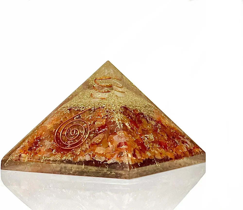 Carnelian Sacral Chakra Orgonite Pyramid EMF Protection Positivity Orgone Meditation Pyramid Chakra Balancing Reiki Healing