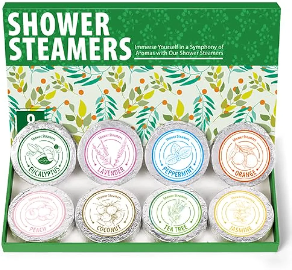 Shower Steamers Aromatherapy - Gifts for Women 8 Pack Pure Essential Oil Shower Bombs for Home Spa Bath Self Care, Gift Set Stress Relief and Relaxation Gifts for Her Birthday Present Green