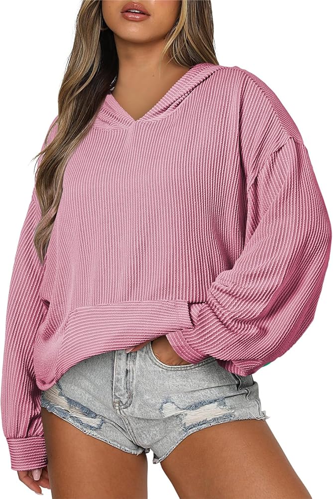 Eytino Women Plus Size Sweatshirt Casual Solid Long Sleeve Pullover Hoodies Tops with Pockets(1X-5X)