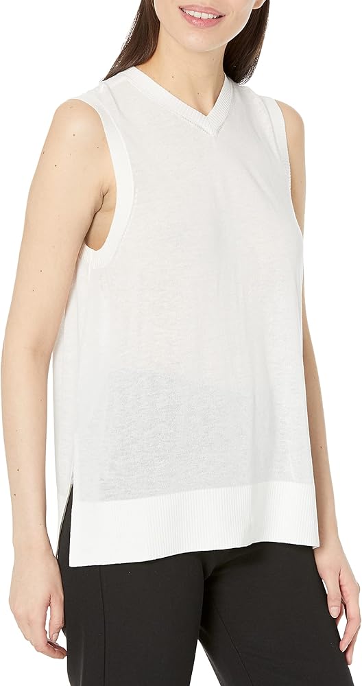 A｜X ARMANI EXCHANGE Women's Sleeveless Tencel Linen Blend Sweater Vest