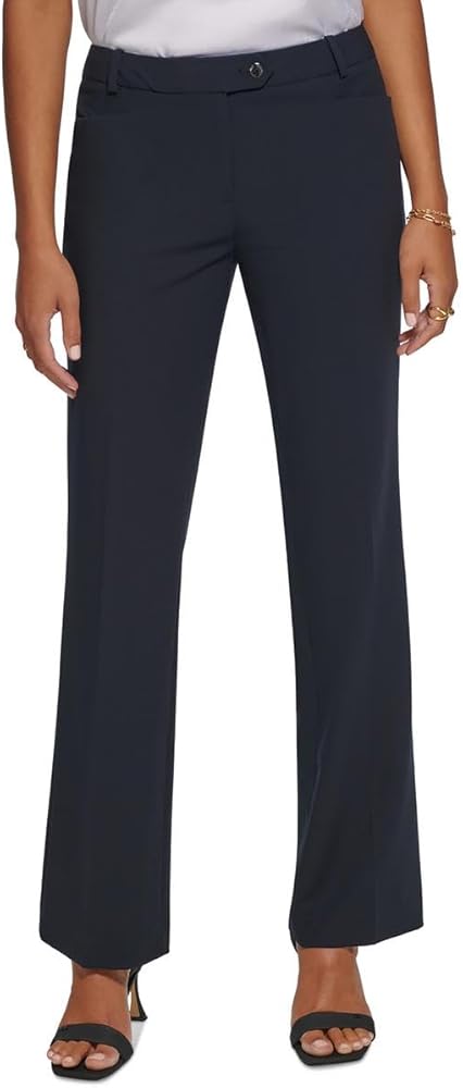 Calvin Klein Womens Low Rise Modern Fit Straight Leg Pants Navy 4