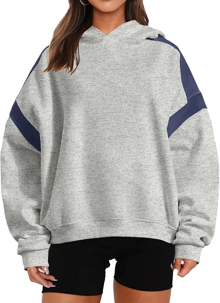 Women's Oversized Hoodies Fleece Sweatshirts Color Block Hoodeds Pullover Long Sleeve Sweaters Fall Pullover