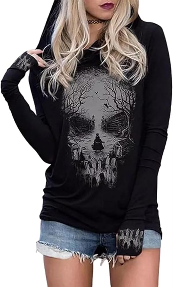 AIMITAG Cross Faith Hoodie T Shirt For Women Christian Long Sleeve Hooded Shirts Religious Faith Loose Tee Pullover Tops