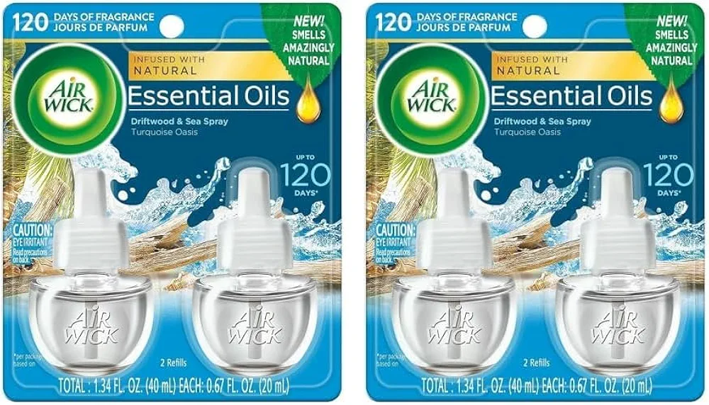 Air Wick Plug in Scented Oil Refill, 2ct, Turquoise Oasis, Essential Oils, Air Freshener (Pack of 2)