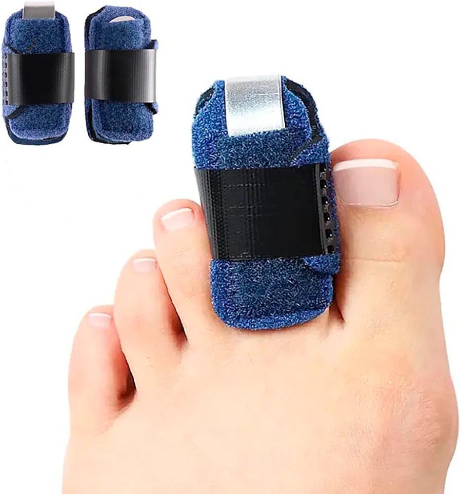 Toe Splint (2 pcs),Toe Straightener for Hammer Toe, Bent Toe, Claw Toe, Crooked Toe, Curled Toe, Toe Brace, Broken Toe Splint, Hammer Toe Corrector, Toe Wrap to Align and Support Toe (Blue)