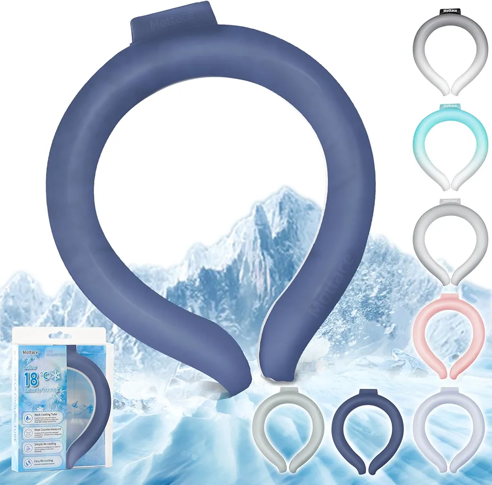 Neck Cooling Tube 70% Gel Increase Ice Ring Neck Cooler Wearable Cooling Neck Wraps Cooling Neck Ring Body Cooling Products for Outdoor Indoor Activities Relief for Hot Flashes(Navy,M)