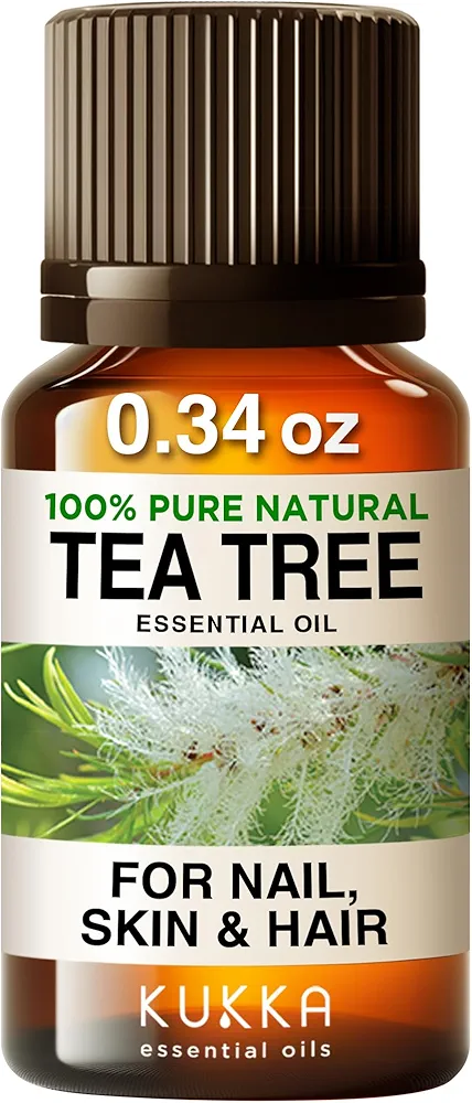 Kukka Tea Tree Essential Oil - 100% Natural Pure Tea Tree Oil for Skin, Hair, Toenail & Soap Making Melaleuca Oil - Great Scent, Premium Quality Tea Tree Oil for Face (0.34 FL Oz)