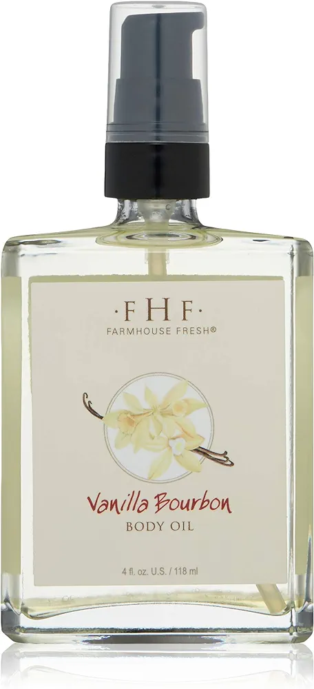 FarmHouse Fresh Vanilla Bourbon Body Oil, Vanilla Bourbon, 4 Fl Oz