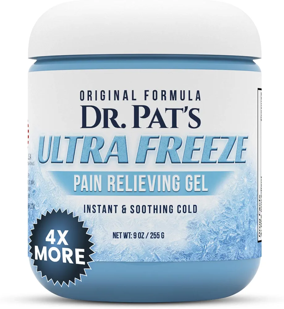 Dr Pat's Ultra Freeze Pain Relief Cream - Muscle RubGel for Arthritis, Neuropathy, Foot and Joint - Cooling Sports Massage for Back, Shoulder and Knee - Topical Analgesic Menthol for Neck and Body