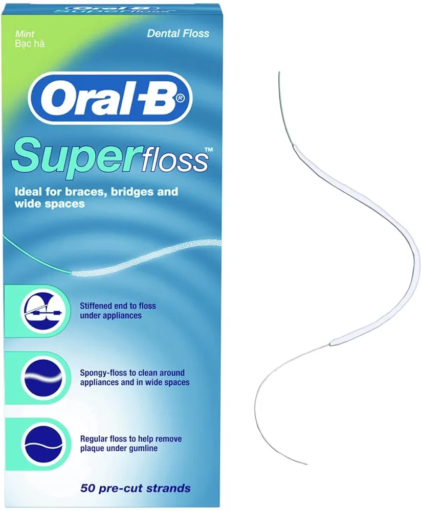 Oral-B Super Floss Pre-Cut Strands Dental Floss, Mint, 50 Count