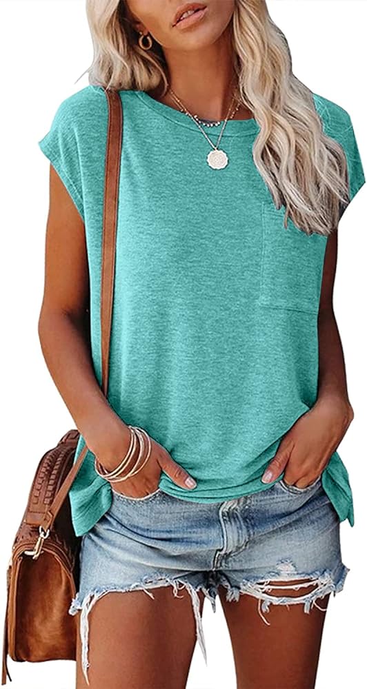 MIROL Women's Short Sleeve Tunic Tops 2024 Basic Loose T Shirts Solid Color Batwing Sleeve Casual Tee