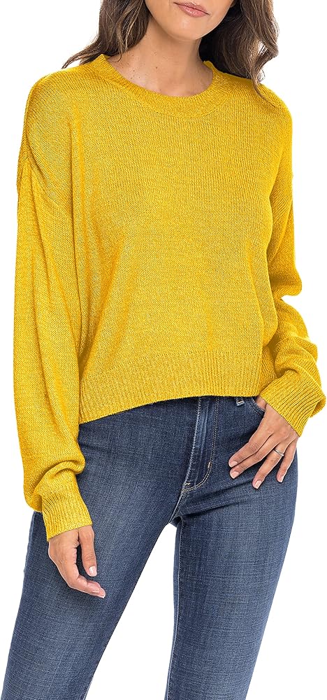 Sexy Basics Women's Long-Sleeve Midweight Cozy Crewneck Sweater | Multi Packs