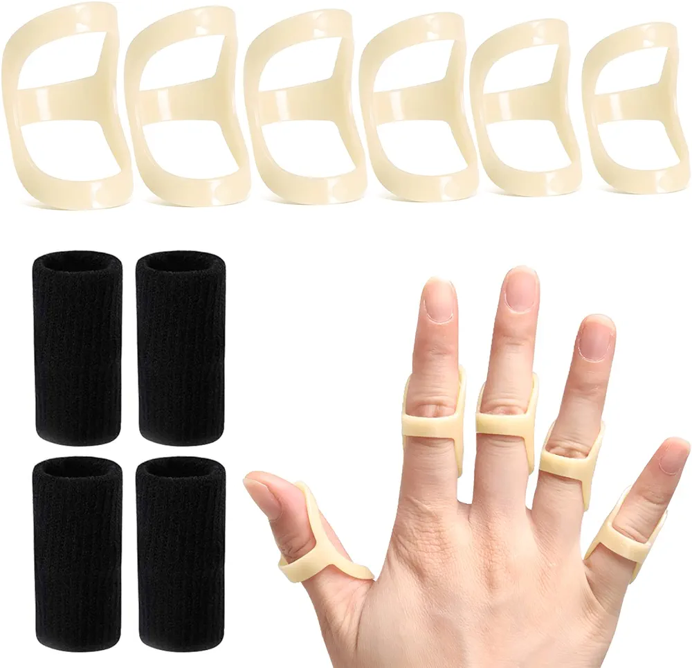 10Pcs Oval Finger Splints & Sleeves Kit, 6 Graduated Oval Trigger Finger Splint & 4 Finger Sleeves for Trigger/Mallet/Arthritis/Straightening, Finger Brace Support for Thumb/Middle/Ring/Index/Pinky (Size 7,8,9,10,11,12)