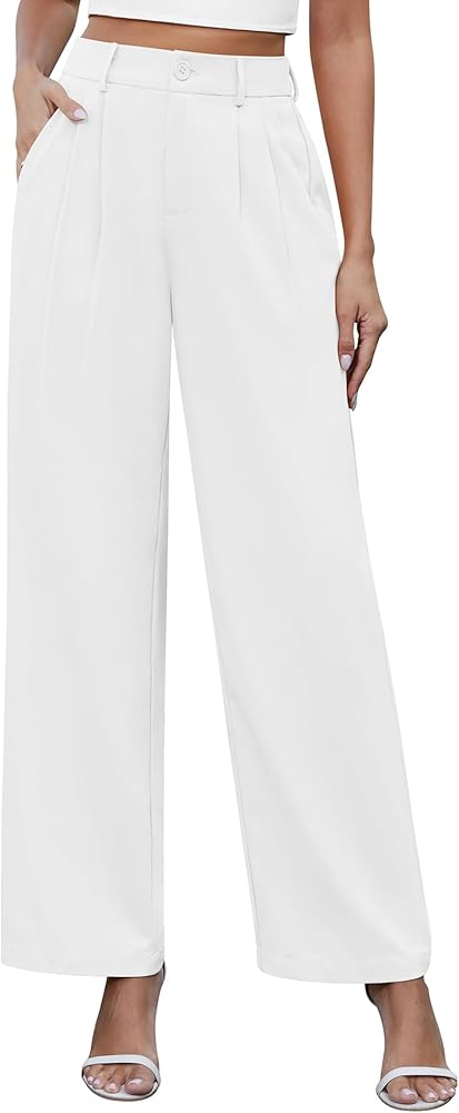 CZYINXIAN Women's Casual Business Work Wide Leg Pants Flowy High Waisted Suit Pants with Pockets