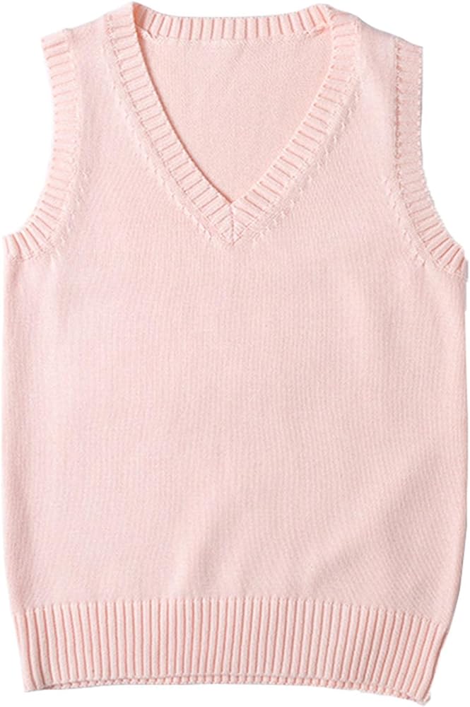 ZUEVI Women's Sweater Vest Classic V Neck Uniform Pullover Knitwear Tops Sleeveless Knitted Sweaters Vests