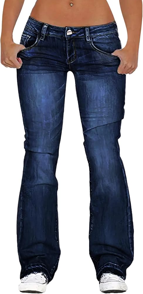 Low Rise Bootcut Jeans for Women Butt Lifting Stretch Cowgirl Denim Pants Trendy