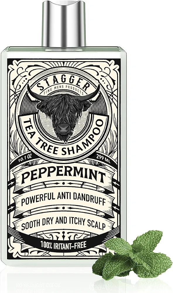 Stagger Tea Tree Shampoo Contains Pure Tea Tree Oil & Peppermint Oil - Promotes Hair Growth, Sulfate and Paraben Free Hair Product for Hydrating Hair for All Hair Types (Single)