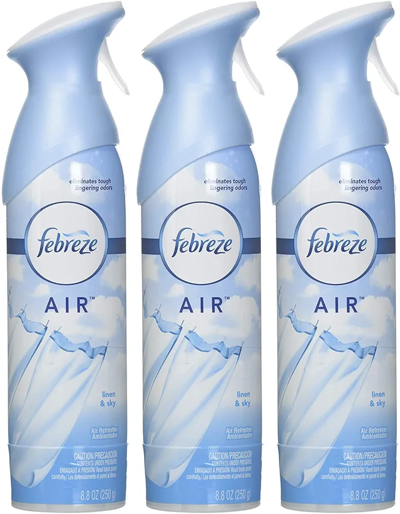 Febreze Odor-Eliminating Air Freshener Spray, Linen and Sky, 8.8 oz (Pack of 3)