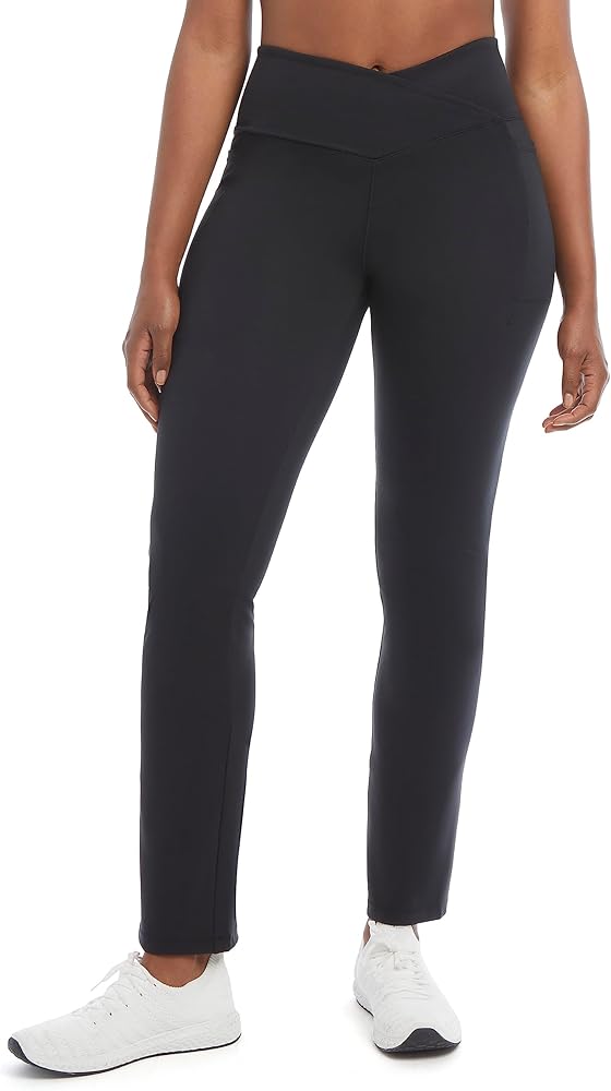 Danskin Womens Studio Cross Waist Flare Yoga Pant