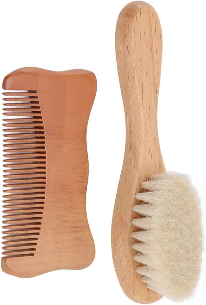 Wooden Hair Brush And Comb Set Soft Wool Brush Baby Comfort Beard Brush Bath Care Brush Men Wooden Comb for Kids Bathroom Accessory Sets