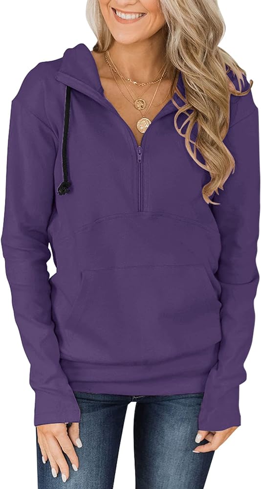 Fallorchid Womens Long Sleeve Tops Quarter zip Pullover Hoodies Casual Sweatshirts with Pocket