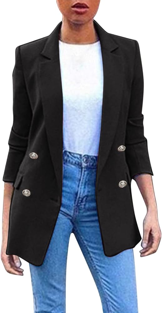 Womens Blazers for Work Professional Long Sleeve Open Front Blazer Suit Jacket Work Business Solid Color Suit Jackets