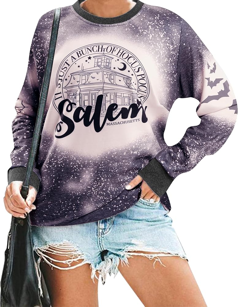 BLANCHES It's Just A Bunch of Hocus Pocus T-Shirt Women Sweatshirt Halloween Sanderson Sisters Long Sleeve Pullover Tops