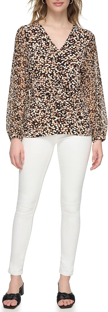 Calvin Klein Women's Gathered Long Sleeve Knit