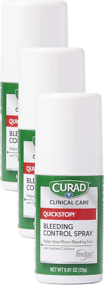 CURAD QuickStop Bleeding Control Spray, For Minor Cuts & Scrapes, 81oz (1 Count) (Pack of 3)