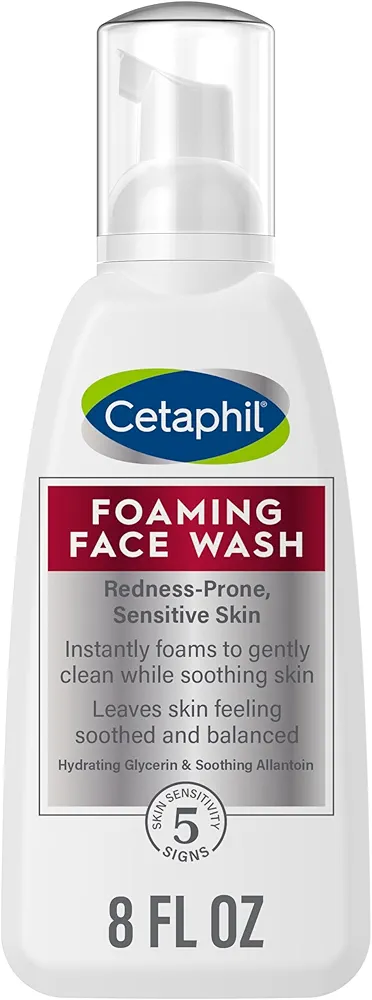 CETAPHIL Redness Relieving Foaming Face Wash For Sensitive Skin , 8 Fl Oz , Gently Cleanses & Calms Sensitive Skin Without Over Drying, (Packaging May Vary)