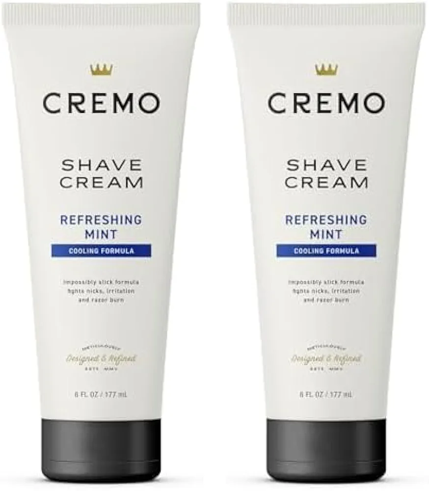 Cremo Barber Grade Cooling Shave Cream, Astonishingly Superior Ultra-Slick Shaving Cream for Men, Fights Nicks, Cuts and Razor Burn, 6 Fl Oz (Pack of 2)