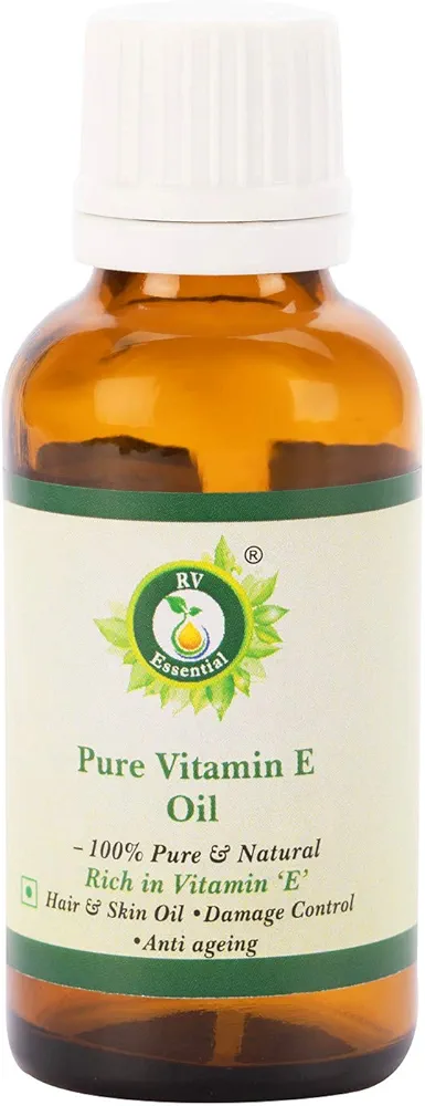 Vitamin E Oil | For Skin | For Face | For Hair | For Scars Removal | For Nails | For Body | For Massage | Unrefined | 100% Pure Natural | Rich in Vitamin E | 50ml | 1.69oz By R V Essential