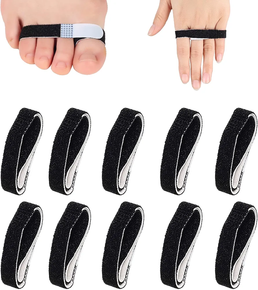 Buddy Tape Finger Straps, 10PCS Finger Loops Tapes Finger Buddy Wraps for Broken, Sprained, Jammed, Fractured Fingers,Swollen Finger, Splints Brace Finger Splint Solution To Support Injured Fingers