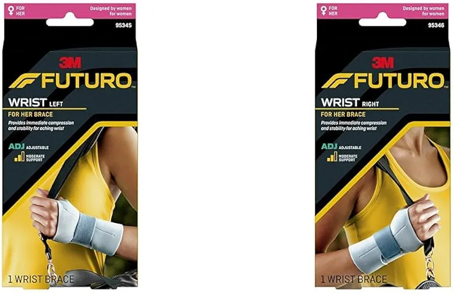 FUTURO for Her Wrist Supports, Left & Right Hand, Adjustable, Gray