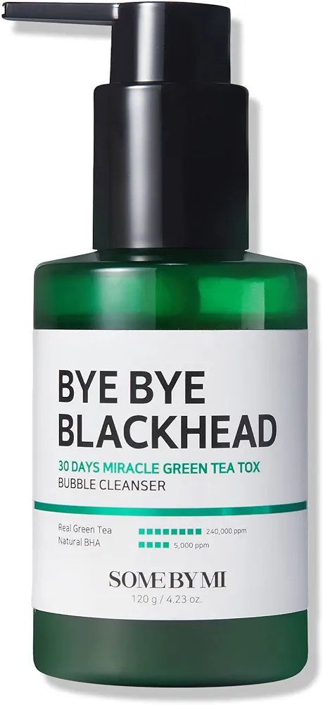 SOME BY MI Bye Bye Blackhead 30 Days Miracle Green Tea Tox Bubble Cleanser - 4.23 Oz, 120g - Korean Face Wash for Removing Blackhead - Daily Pore Minimizer for Face Skin Texture - Korean Skin Care