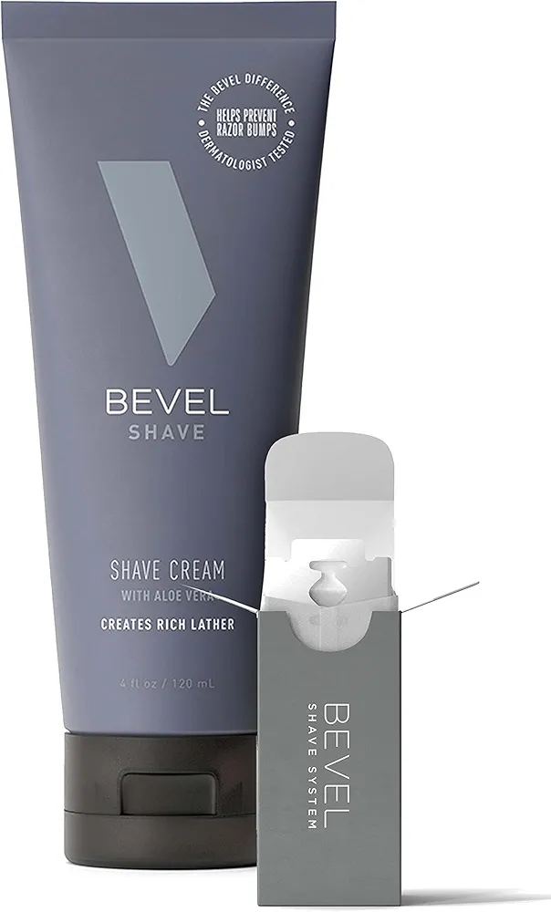 Bevel Razor Blades & Shave Cream Bundle - Includes Shaving Cream for Men & 20 Safety Razor Blades for Men, Clinically Tested to Reduce Skin Irritation and Prevent Razor Bumps