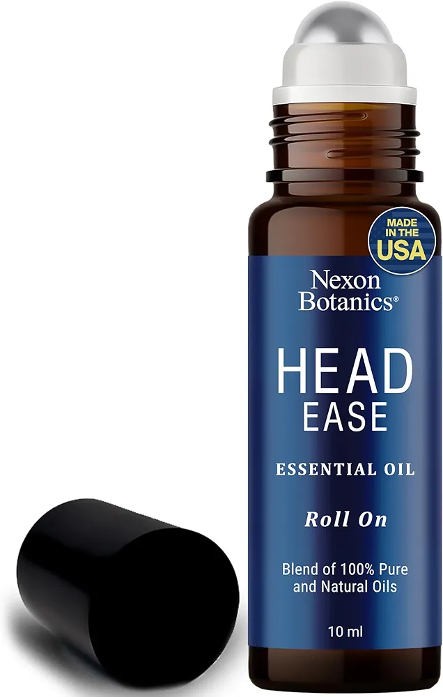 Head Ease Essential Oil Roll On - Natural Migraine Relief Essential Oil Roll-On - Headache Relief Essential Oil Roller - Head Ache Relief Essential Oil Rollon Stick - Nexon Botanics - 10ml