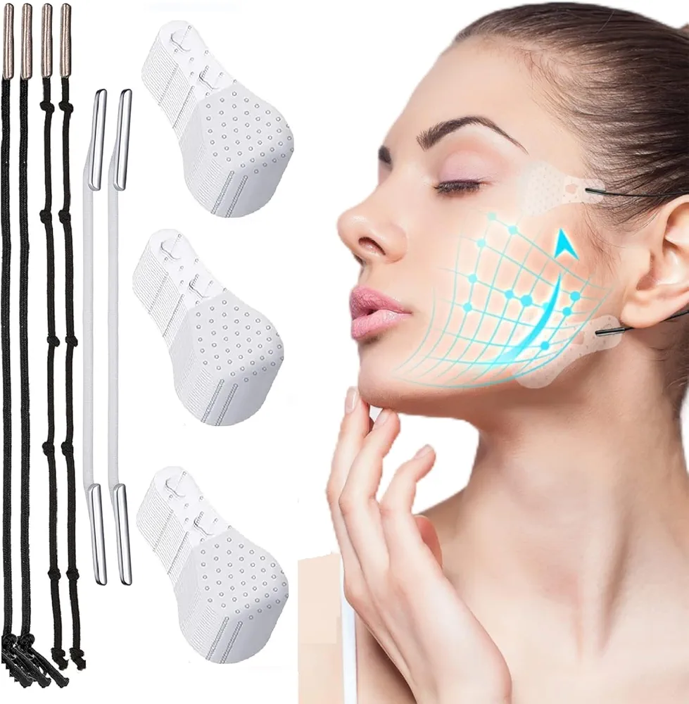 90Pcs face lift tape invisible,face lift tape,High Elasticity Instant Face Lift Tape V-Shaped For Lifting Sagging Skin, Hide Double Chin & Facial Wrinkles., clear