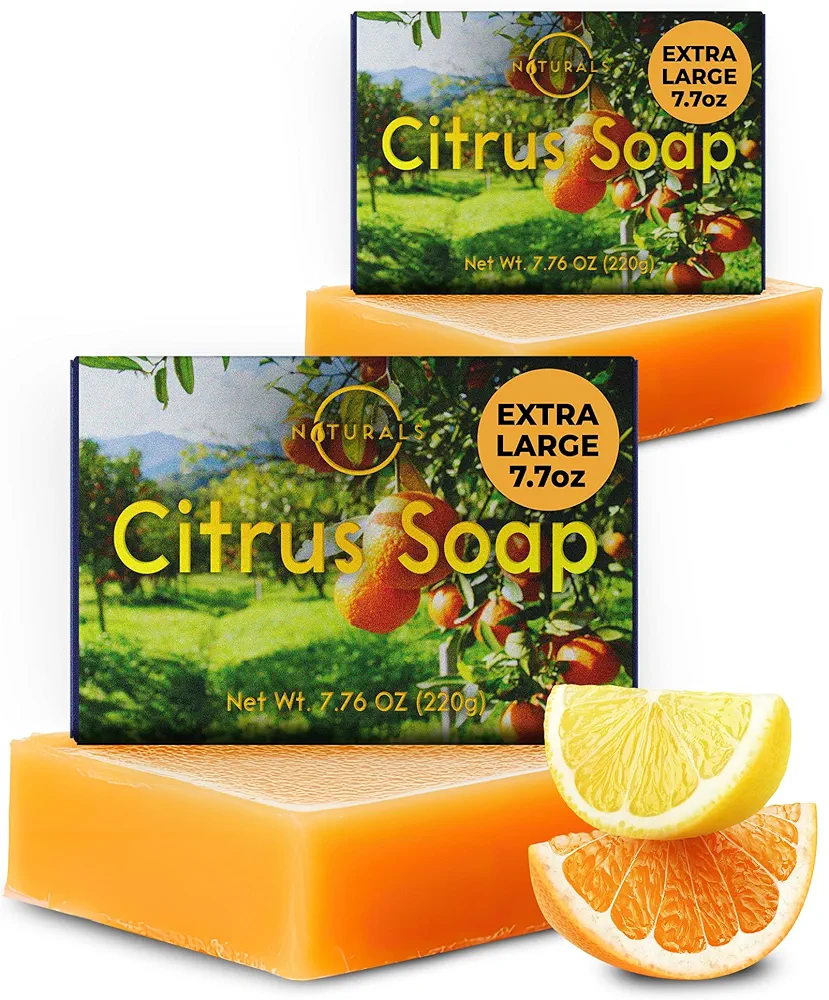 O Naturals 2pcs Bundle Cleansing Soap Bar - Revitalizing Citrus Bar Soap, Natural Soap for Men and Women, Moisturizing Soap Bar Soap - Citrus Organic Soap with Essential Oils Natural Face Bar Soap