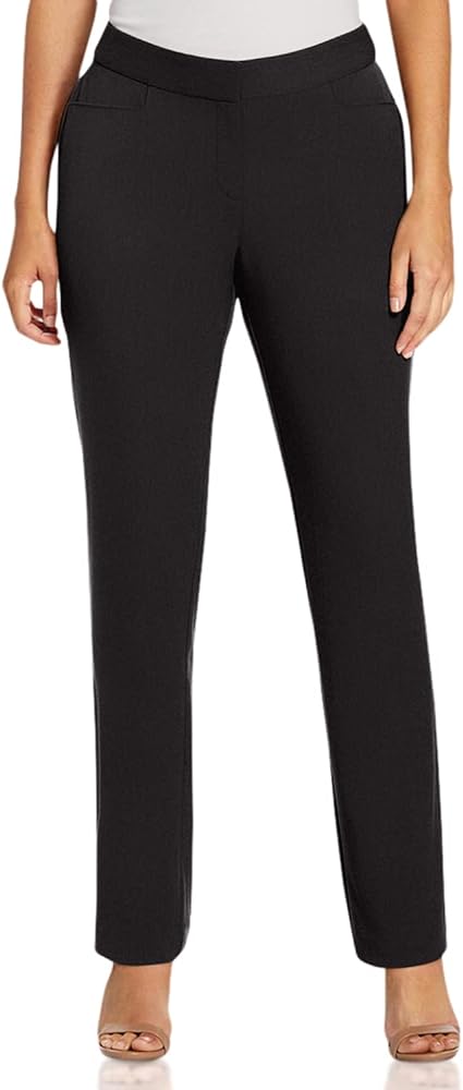 Rafaella Women's Curvy Gabardine Slim Leg Stretch Dress Pant with Pockets (Size 4-16)